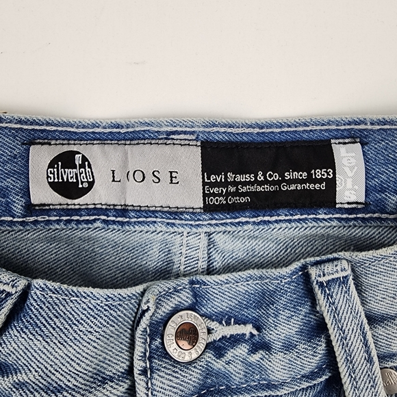 Levi's Silvertab Loose Fit Distressed Light Blue Jeans Mens Size 32x32 NWT - Picture 4 of 16